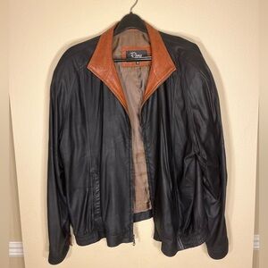 Remy Leather Black Jacket with Tan Collar